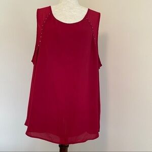 Torrid red chiffon studded tank top size 3